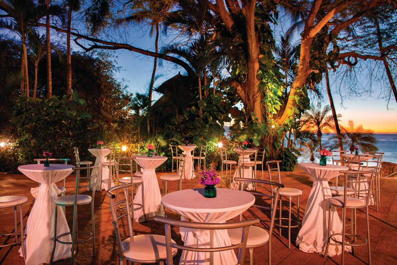 Hyatt Ziva Puerto Vallarta meeting exterior cocktail set up.