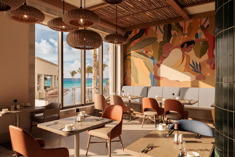 A dining spot with a beautiful view at Hyatt Zilara Cancun.